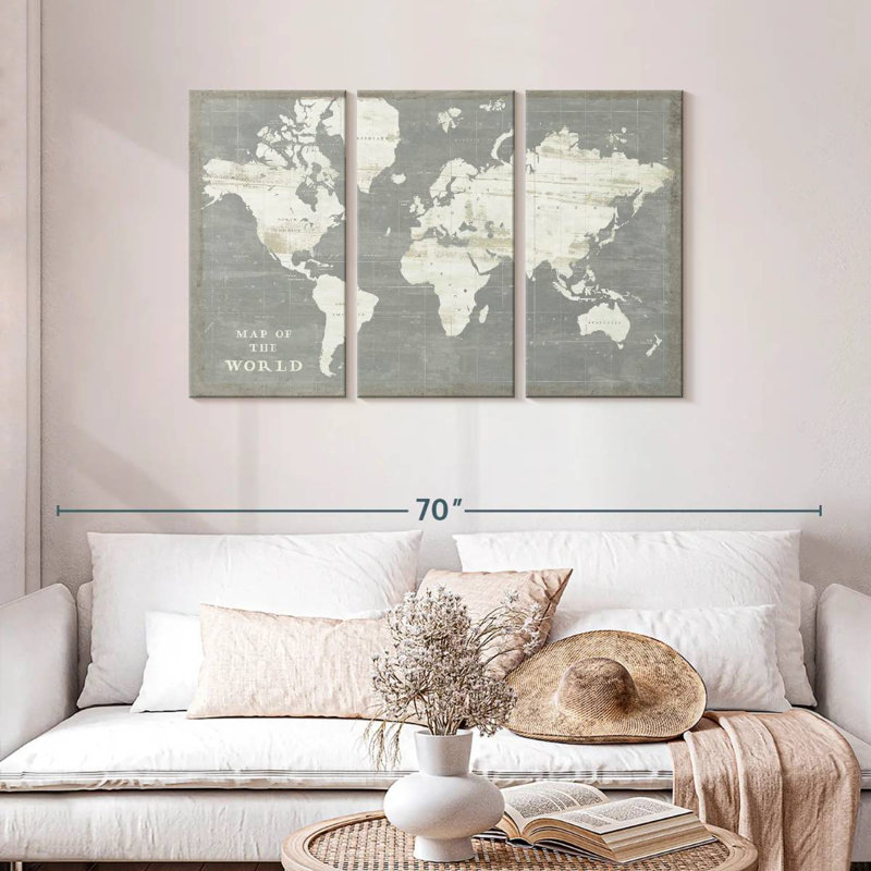 Carte du monde de l'ardoise Aliaz, H 28 po x l 45 po