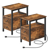 Artimon 24'' Tall 2 - Drawer End Table Set with Storage and Built-In Outlets
