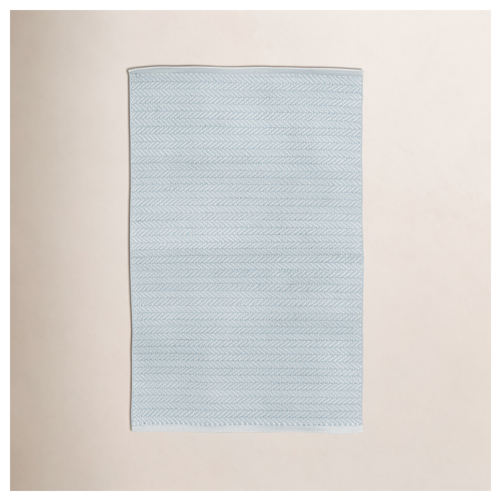 Herringbone Pearl Handwoven Indoor/Outdoor Rug, Rectangle 7'6" x 9'6", Light Blue/Ivory