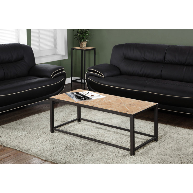 Table rectangulaire de salon - terrasse en tuiles de L de 42 po et café d'appoint transitionnel en métal stable