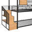 Lit superposé simple au-dessus de simple, lit de maison en métal avec glissade et escalier de rangement, avec glissière-133239100