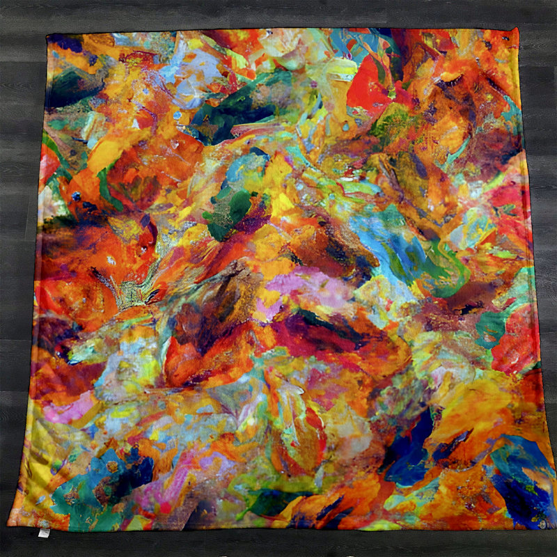 Throw Blanket, 51" W x 60" L, Marble/Abstract, Orange/Green/Red