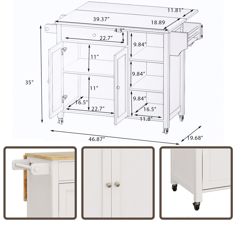 Onome Solid Wood Top Kitchen Island