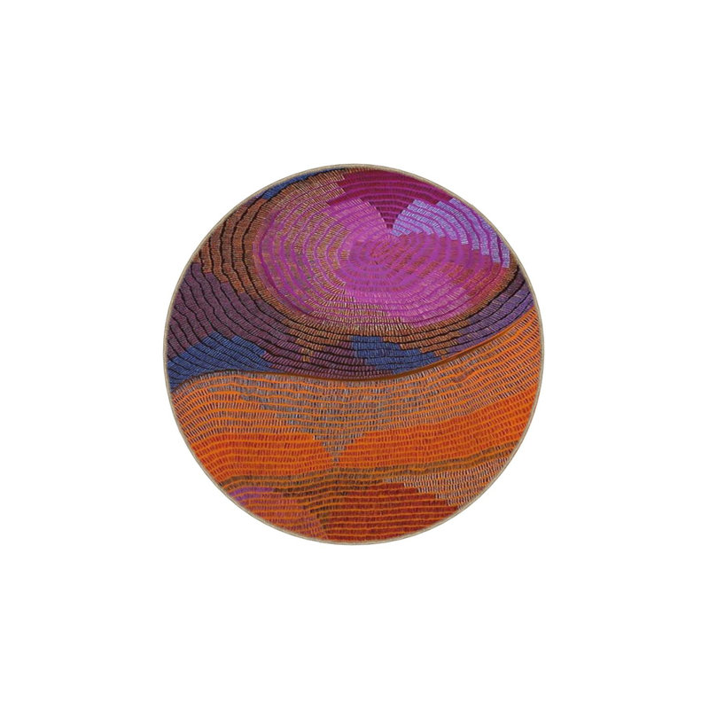Round Painted Patterned Woven Base Washable Rug, Round 4'11" Rug Pad Included