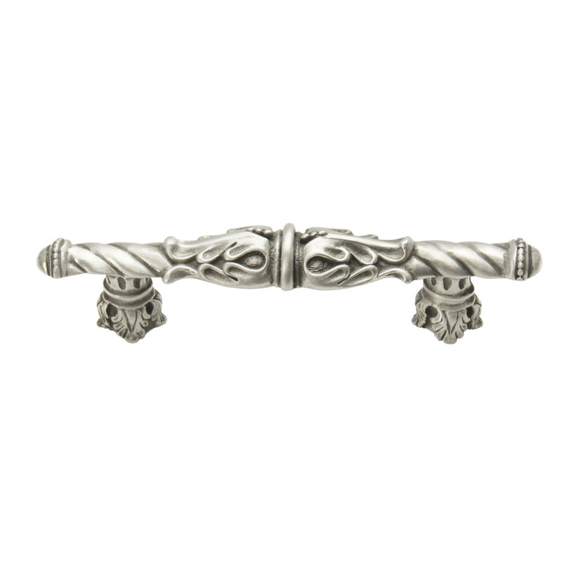 Acanthus 3 inches c.c. pull Romanesque style with column base in Gilded Mercury, 3", Satin