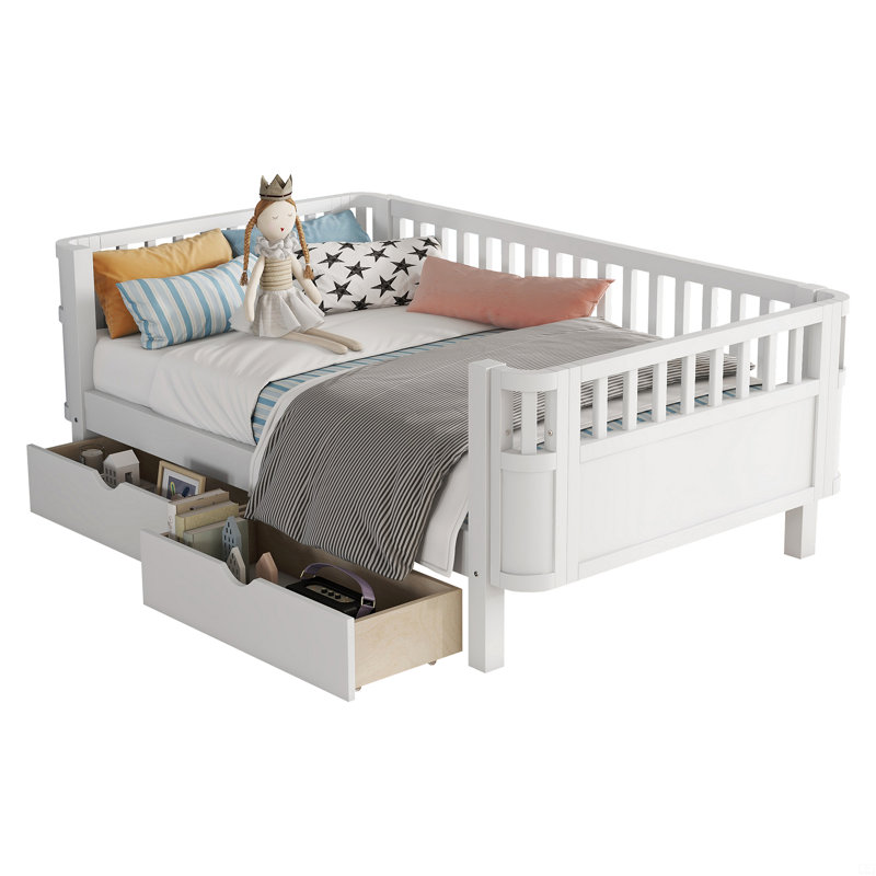 Twin Size Wood Platform Bed, Wood Low Profile Twin Bed With Rails