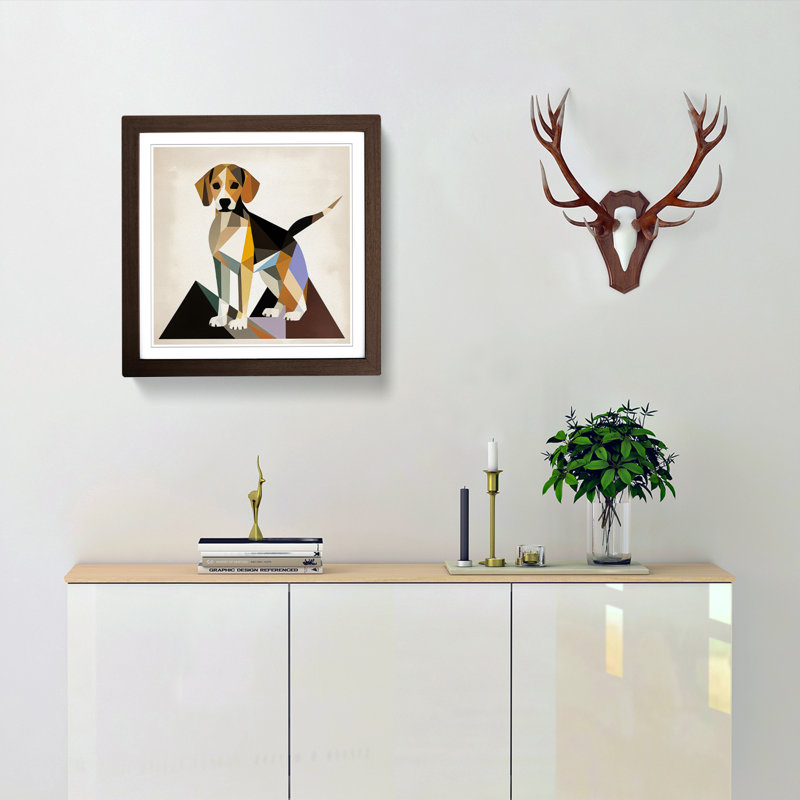 Beagle Suprematism - Framed Print, Walnut