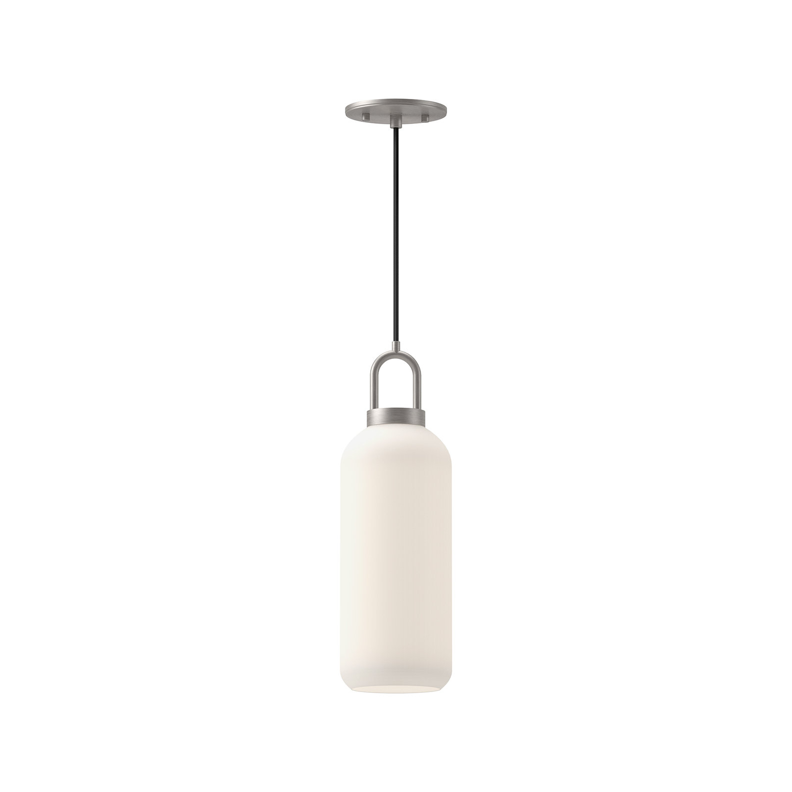 Minneapolis Single Light Glass Pendant, Brushed Nickel, Opal, 14.875" H x 5.125"W  x  5.125" D 