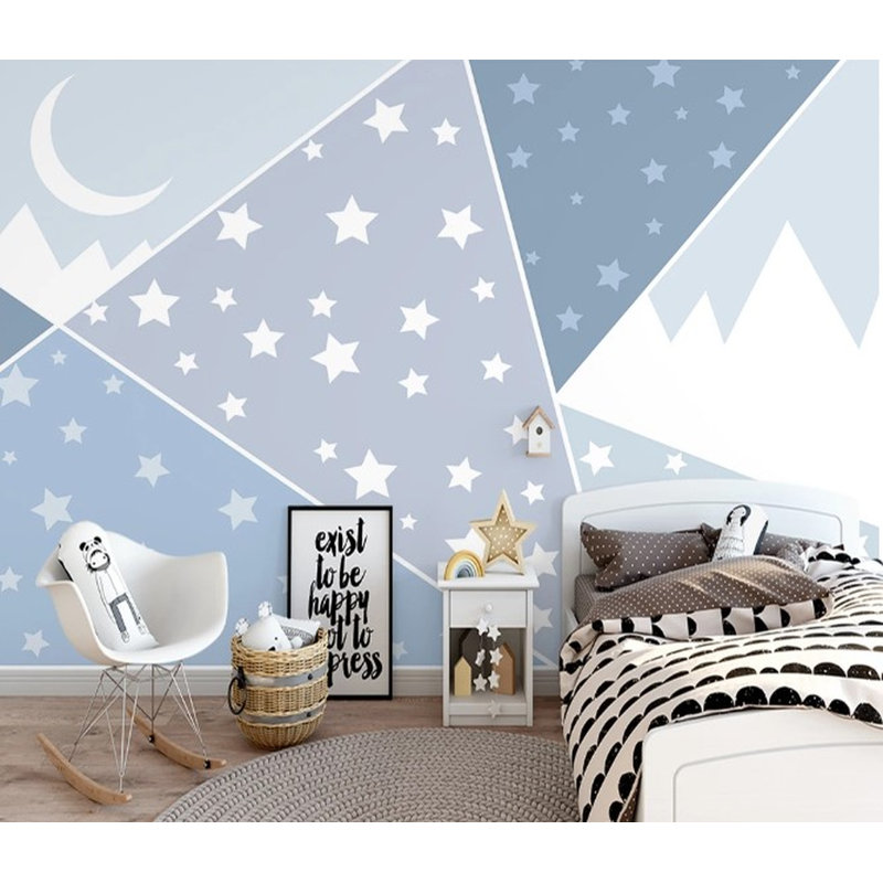 Papier peint amovible avec forme de triangle en forme de croissant de lune, L 114 po x l 204 po