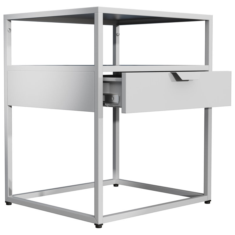 Ercia 45cm W Metal Bedside Table, White