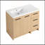 Meuble-lavabo autoportant modulaire de 36 pouces avec lavabo en résine, finition chêne clair et beaucoup de rangement pour les salles de bain modernes