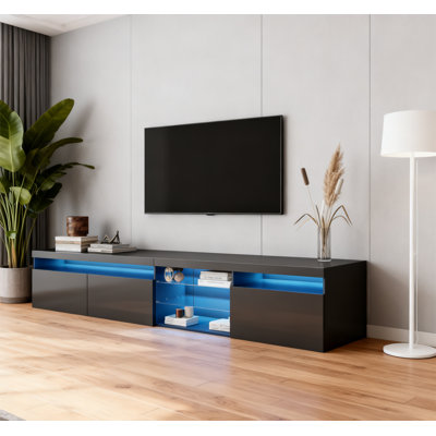 Unique Design TV Stand with 2 Glass Shelves