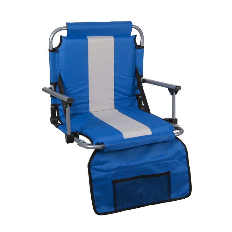 Stansport Tubular Frame Folding Stadium Seat with Arms, Blue