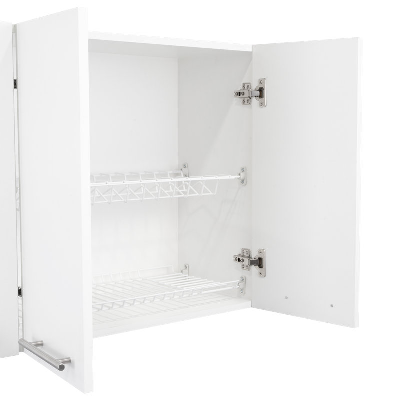 Ensemble meuble sous-évier de cuisine Texas 39,4 po en bois fabriqué, comprenant un meuble haut et un meuble bas, blanc.
