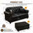 Mid-Century Modern 63" Upholstered Sofa With Nailhead Trim And 2 Ottomans, Faux Leather, Chesterfield Sofa With Button Tufted-540852582