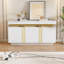 Jaxenor Modern Sideboard with 3 Doors, White & Gold Storage Cabinet, Adjustable Shelves, Buffet Cupboard for Hallway, Living Room & Dining Room, Easy Assembly