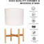Pot en céramique avec support, pot à fleurs avec tablette en bois, pots à fleurs ronds modernes avec support à fleurs en bois, motif ondulé