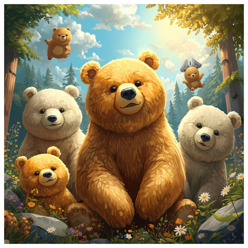 Jolies couvertures de la famille des ours, L 50 po x H 60 po
