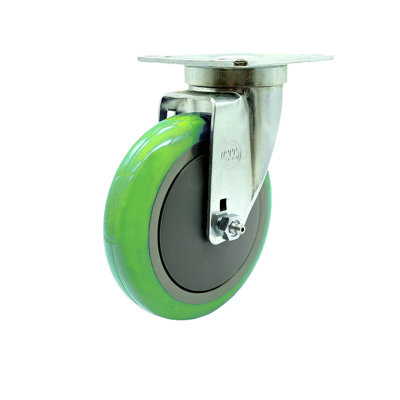 SCC - 5" x 1.25" Green Polyurethane Wheel Swivel Caster - 350lbs/Caster