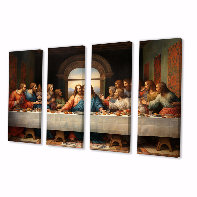 Chef-d'œuvre, le dernier souper d'aujourd'hui sur toile, reproduction de 4 pièces