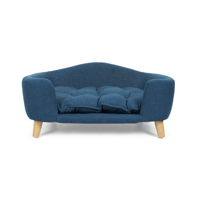 Navy Blue Mid-Century Modern Dog Bed for Small Dogs (11-25 lbs)