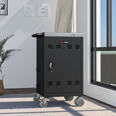 38.3'' H x 21.2'' W 1 Laptop/Tablet Storage Cart with Wheels