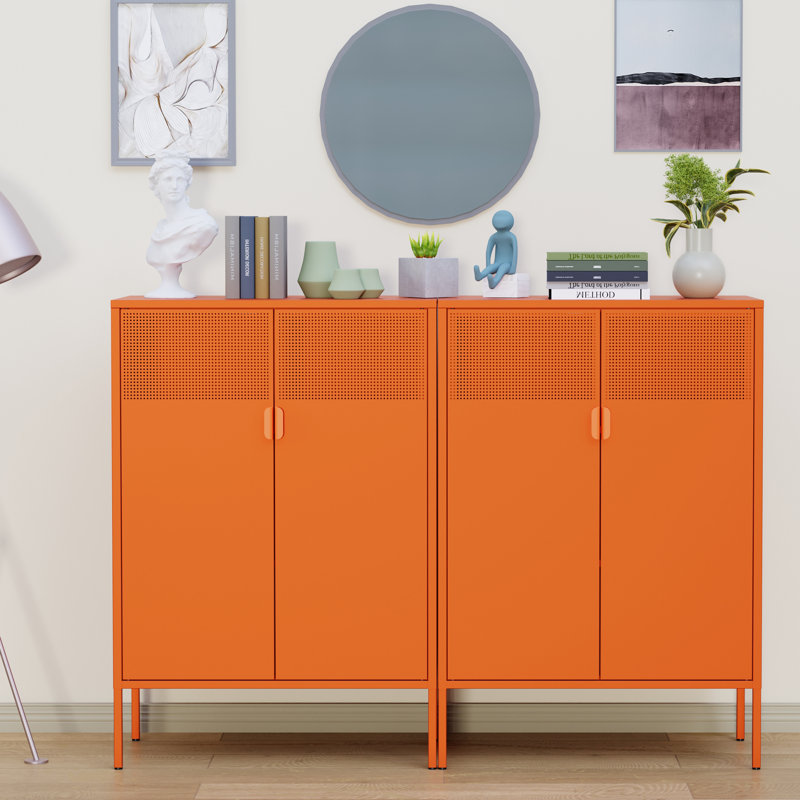 Armoire de rangement à 3 tablettes Leslly, Orange