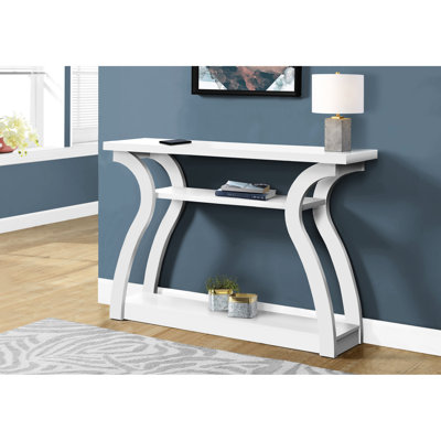Console en stratifié blanc pour le salon, la chambre à coucher, le vestibule - Design moderne avec détails incurvés et options de rangement