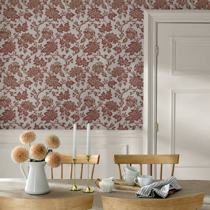 Martha Stewart Jacobean Russet Wallpaper, Red