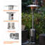 Chauffe-terrasse d'extérieur au propane en acier inoxydable avec roulettes 46 000 BTU, chaufferette amovible pour le jardin, la cour arrière, le porche, argent