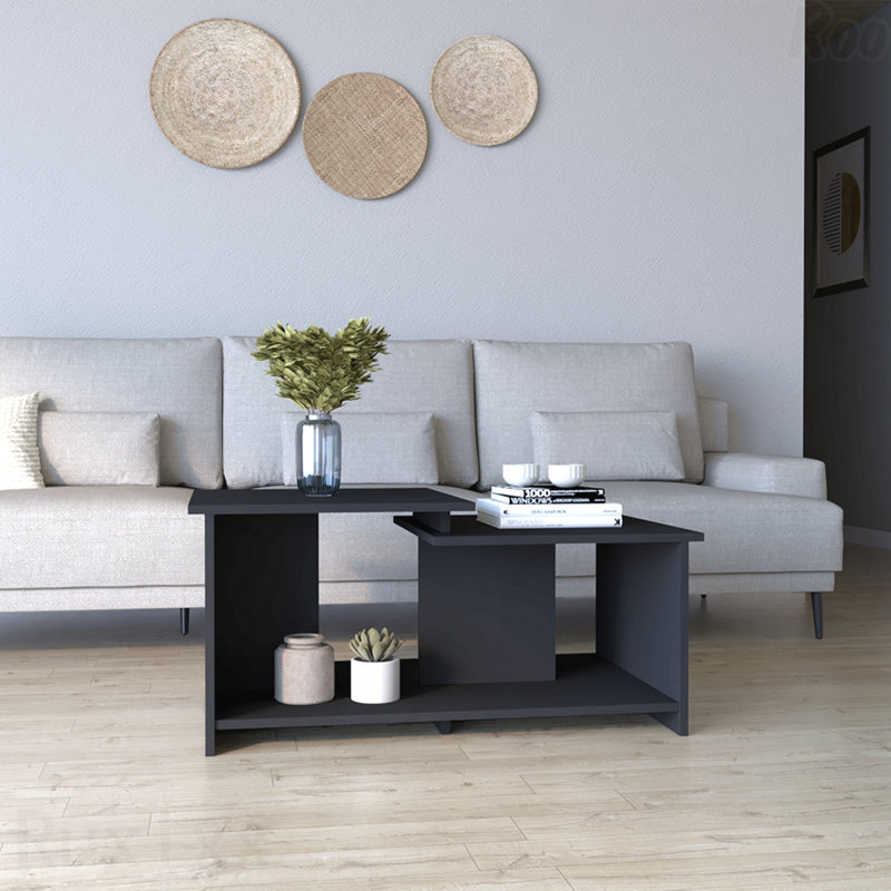 Table basse Rochester avec tablette inférieure ouverte et finition espresso carbone, Brun