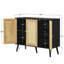 Armoire de rangement Sherick Boho avec 3 portes en rotin et 3 tablettes réglables-1940752166