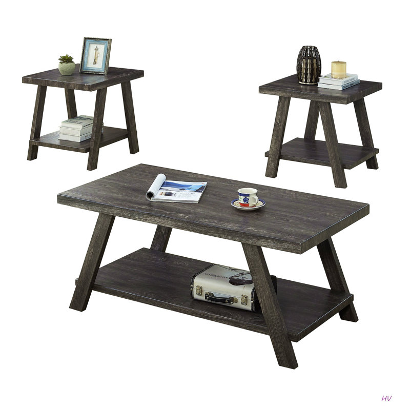 Ensemble de tables basses Contemporary, Dessus gris anthracite / base gris anthracite