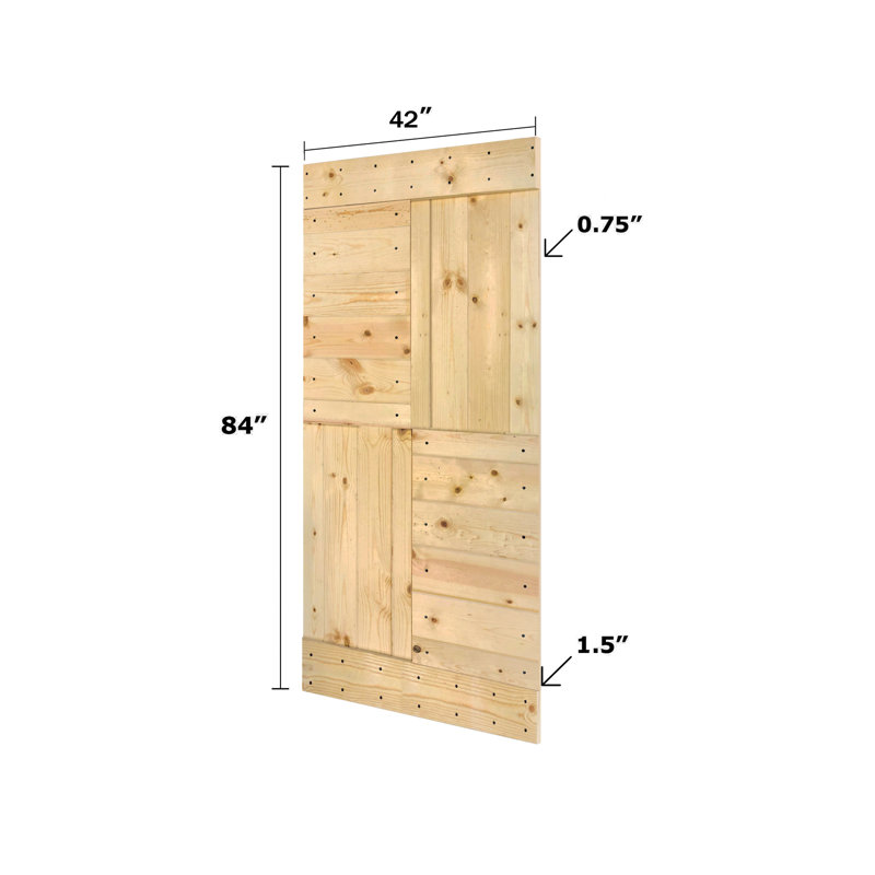 84'' x 84'' Unfinished Solid Spruce Double Sliding Barn Door