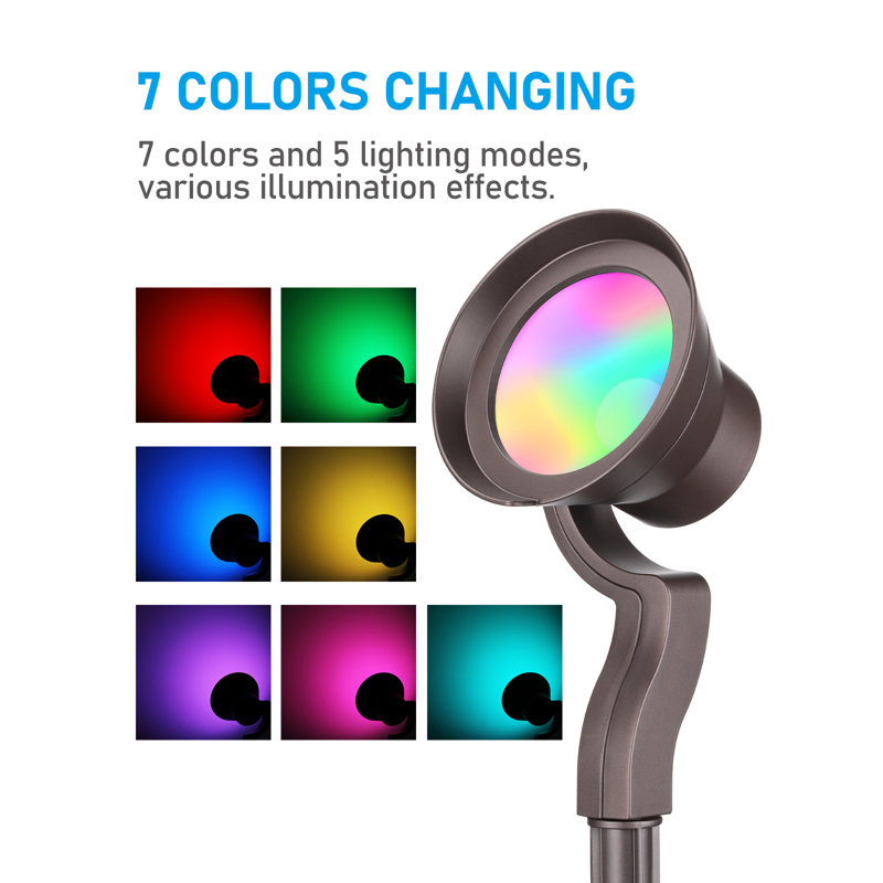 9W RGBCW LED Landscape Spotlights Outdoor, 12-24V Low Voltage Color Changing Wall Wash Lighting