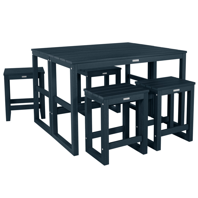 Ausbon 4 - Person Patio Dining Set with Rectangular Table, Federal Blue