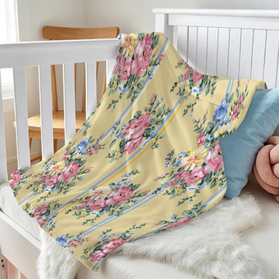 Pink Ultra Soft Flannel Fleece Throw Blanket,Blooming Single-Sided Print