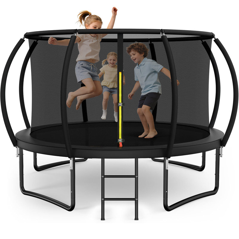 YumHome Pumpkin Trampoline 14FT, ASTM Certified Outdoor Backyard Bouncer with Safety Enclosure Net & Ladder, 450LBS Weight Capacity, Sturdy Rust-Resistant Steel Frame, Designed for Family Fun, Easy Assembly