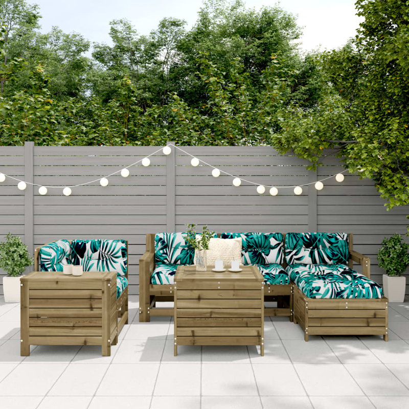 7 Piece Garden Sofa Set Impregnated Wood Pine, Impregnated Wood