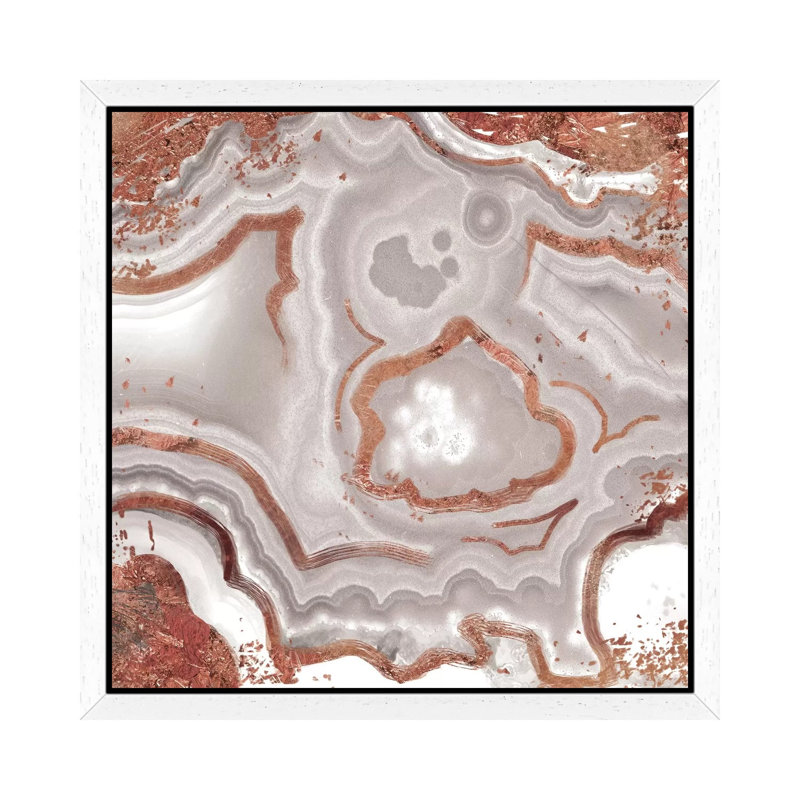 Rose Gold White Luster - Print on Canvas, 93.98 cm H x 93.98 cm W, White Framed