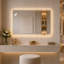 Miroir de salle de bain rectangulaire 24 po x 32 po à DEL, rétro-éclairé, anti-buée, fixation murale
