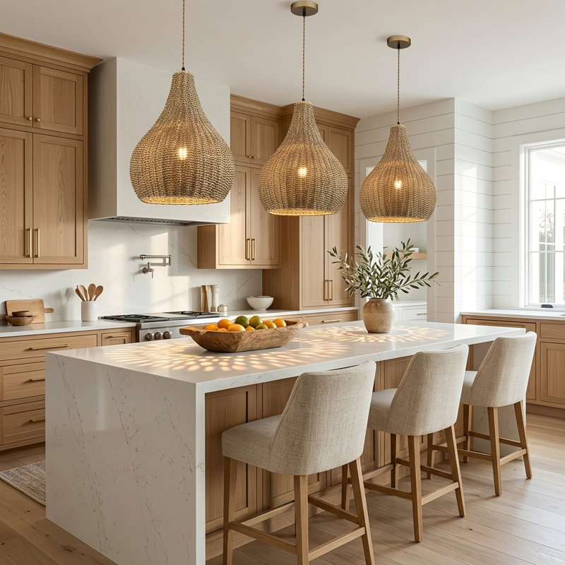 AlmedaCheatham Natural Seagrass Teardrop Rustic Pendant Light