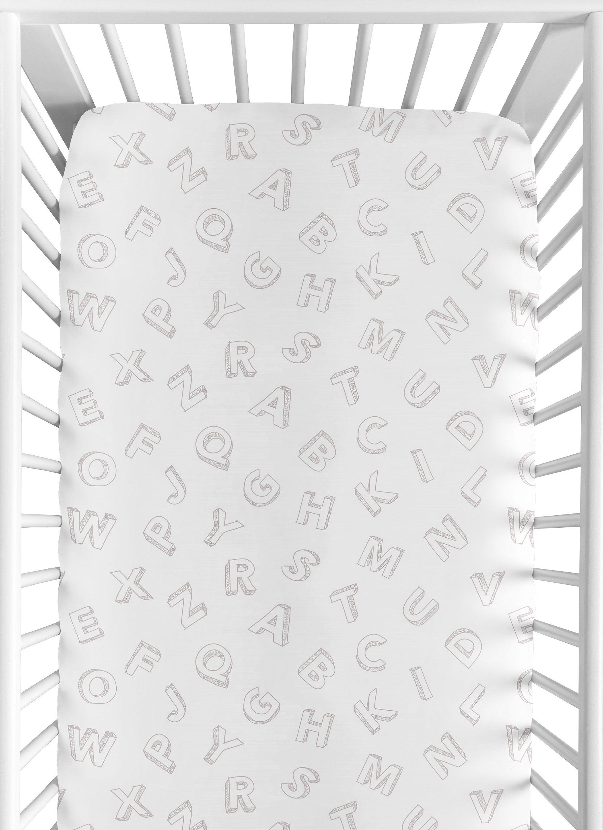 Sweet Jojo Designs Alphabet - Piece Standard Crib Fitted Sheet ...