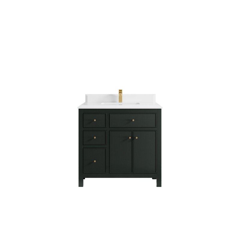 Meuble-lavabo simple l 36 po x P 22 po x H 36 po Sonoma, Forêt foncée, Blanc