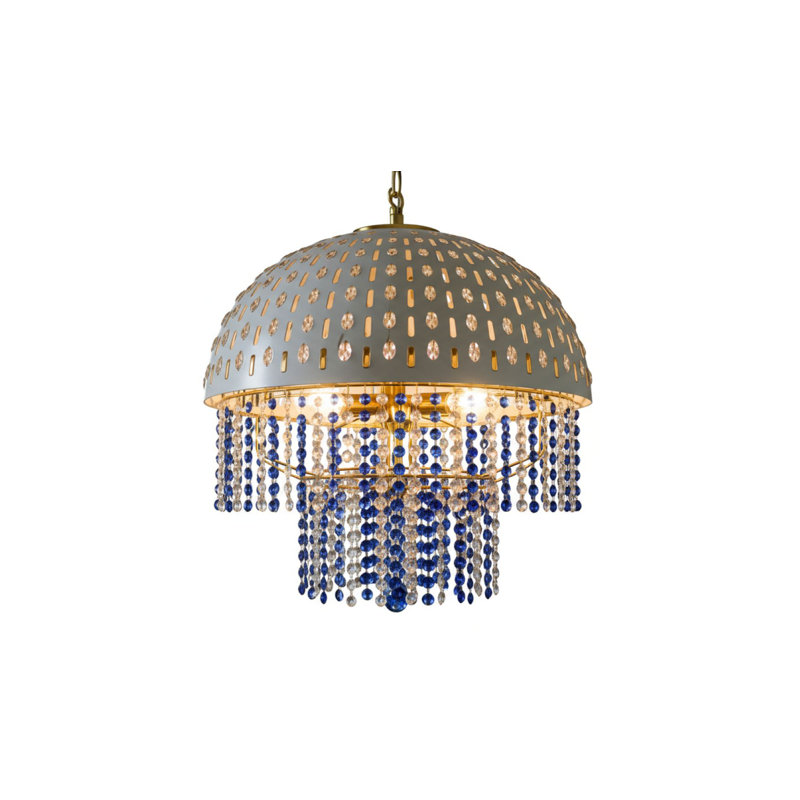 Lustre en dôme en cristal Blue Cascade, H 18 po x l 24 po x P 24 po
