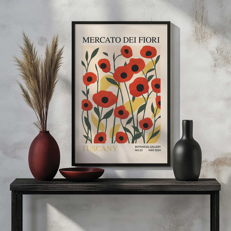 Printemps du marché aux fleurs de Toscane, Reproduction encadrée sans passe-partout, H 15 po x l 12 po x P 1,25 po