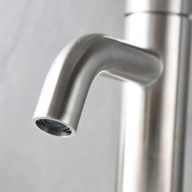 Robinet de salle de bain à un trou, finition en acier inoxydable nickel brossé, jet aéré en cascade, base en laiton simple, installation, Spot, moderne, utilisation domestique