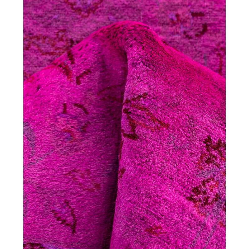 Overdyed Hand-Knotted Wool Modern-Contemporary Pink Runner 2' 8" x 8' 5"