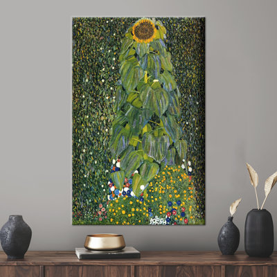 Large Gustav Klimt, le tournesol, impression sur toile - célèbre œuvre d'art en 3D