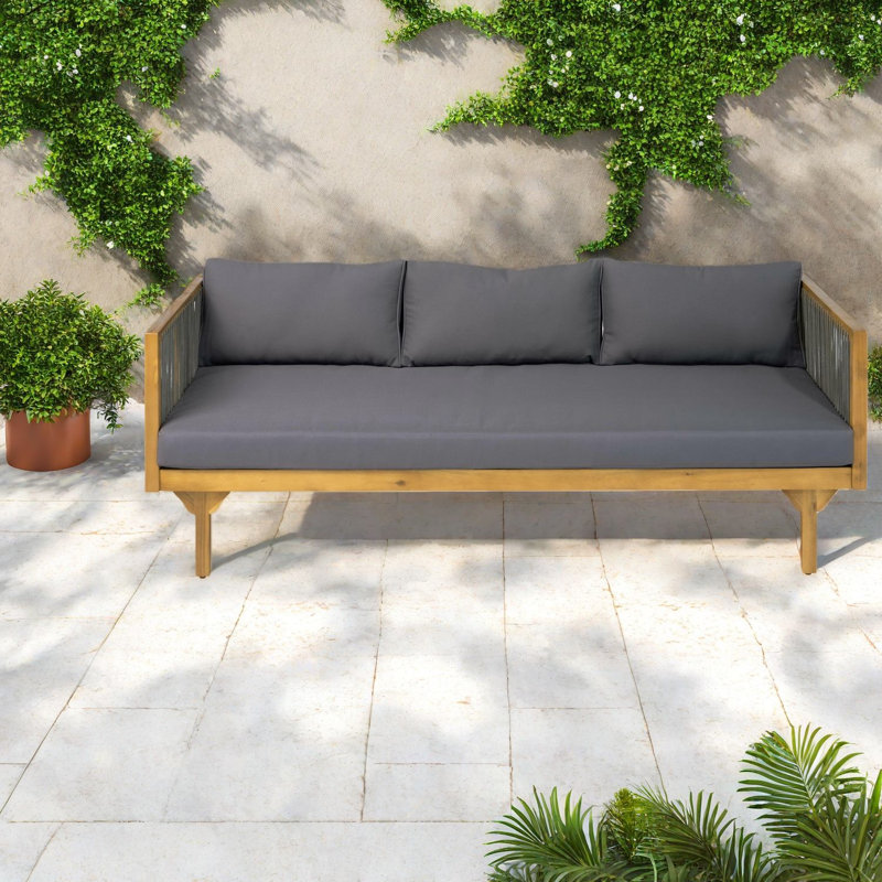 Canapés de patio confort, canapé moderne en corde de bois d'acacia pour terrasse de jardin